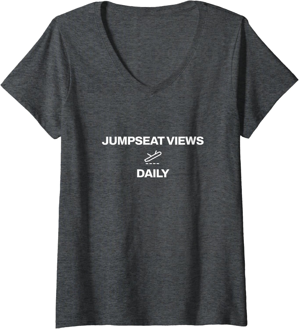 Women's Flight Attendant Airline Crew Stewardess Layover Cabin Crew V-Neck T-Shirt - Dark Heather Grey