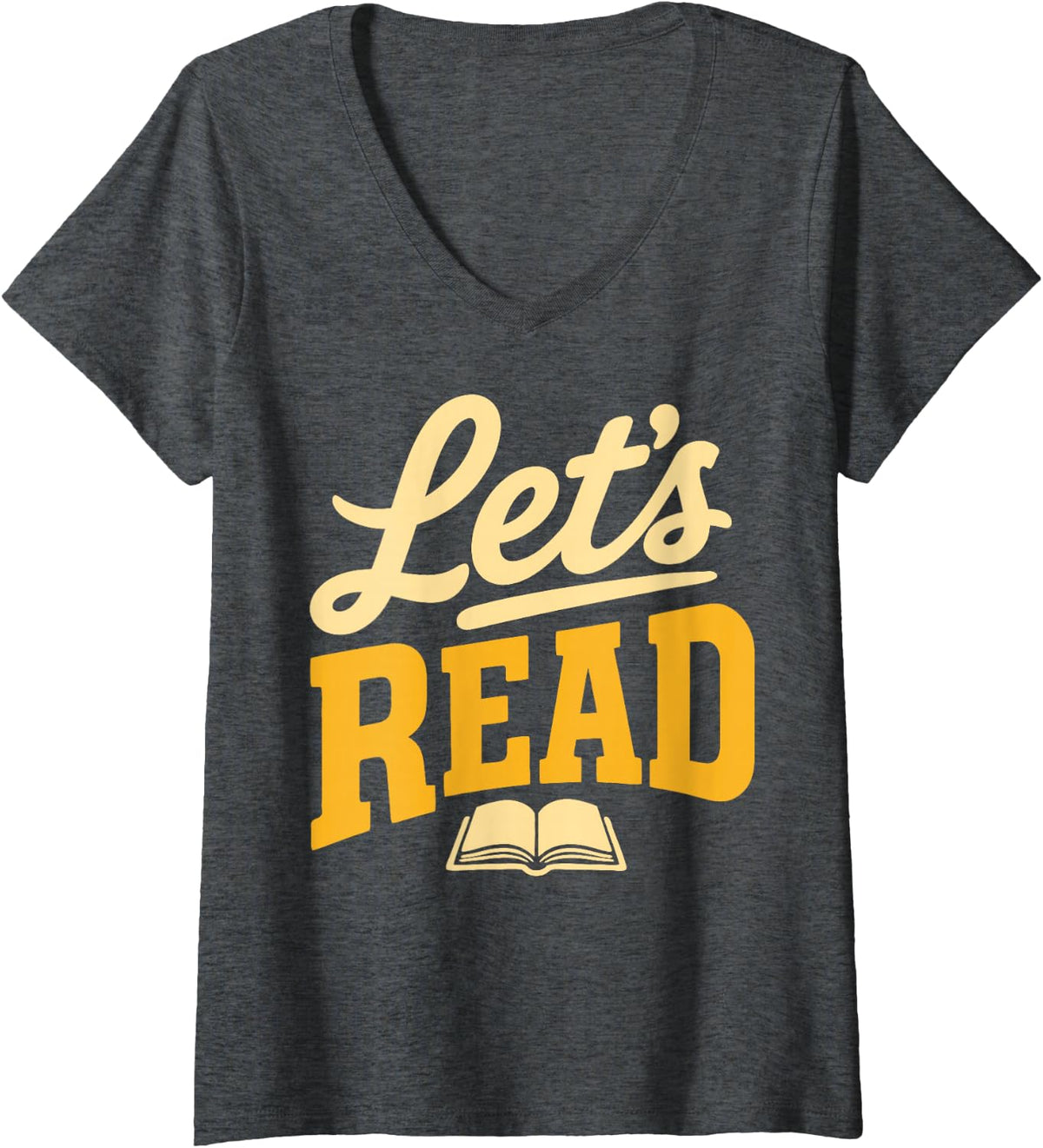 Women's Librarian Book Lover Library Let's Read V-Neck T-Shirt - Dark Heather Grey
