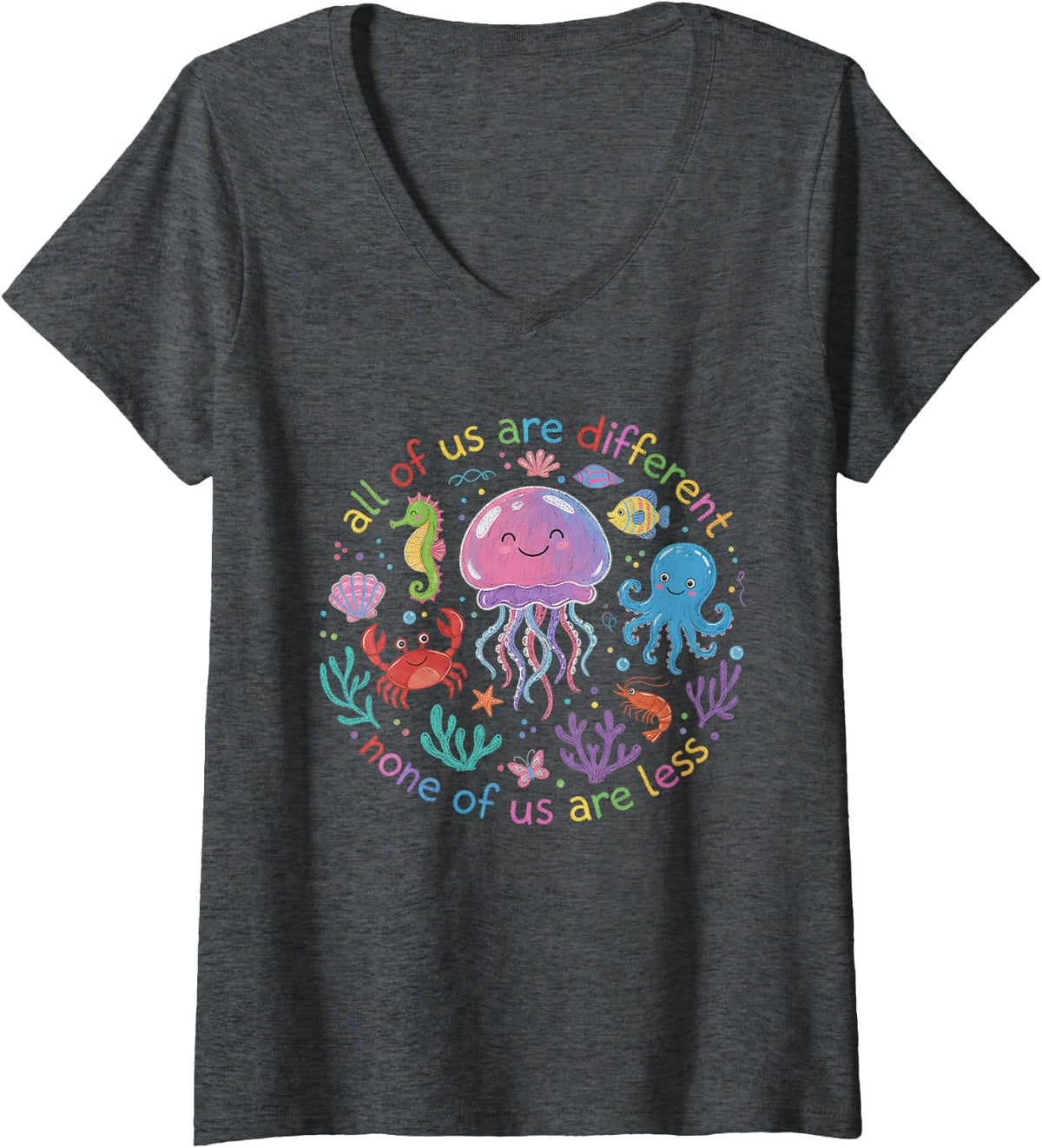 Women's Autism Awareness Month SPED Teacher Neurodiversity Autistic V-Neck T-Shirt - Dark Heather Grey