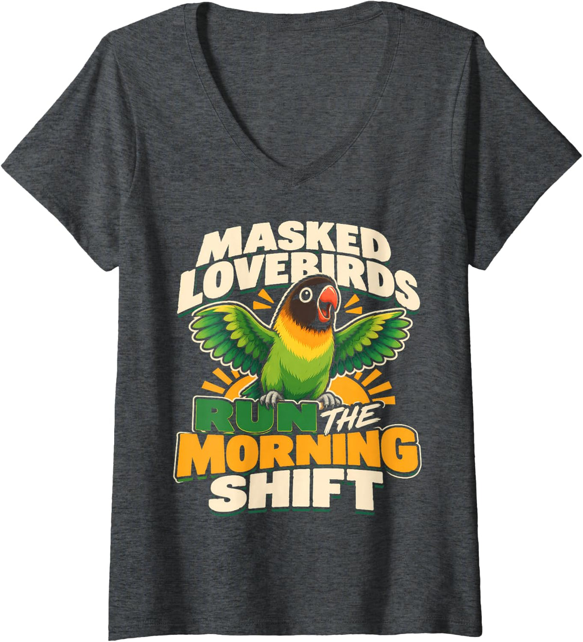 Women's Lovebird Owner Agapornis Parrot Keeper Gift V-Neck T-Shirt - Dark Heather Grey