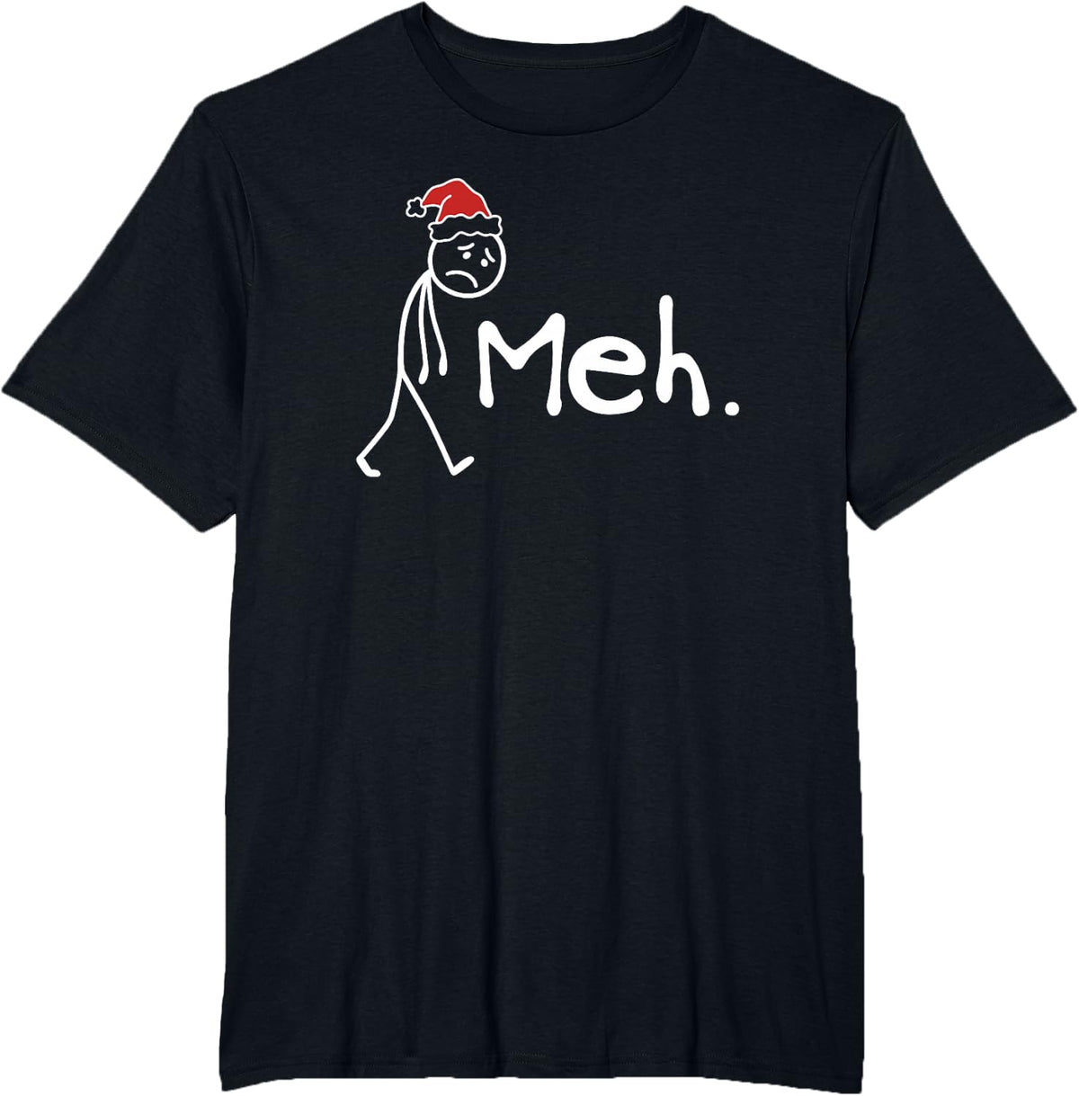 Meh. Funny Christmas Introvert T-Shirt - Black