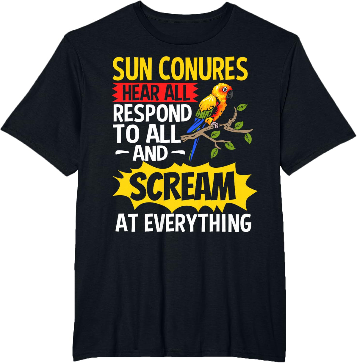 Parrot Owner Parrot Lover Sun Conure Birds Sun Conure Parrot T-Shirt - Black