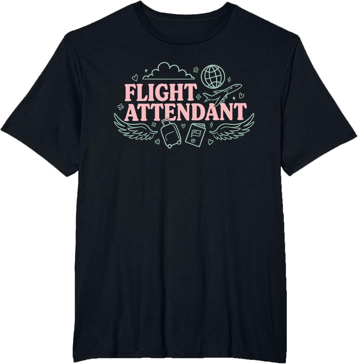 Flight Attendant Stewardess Air Hostess Aviation Steward T-Shirt - Black