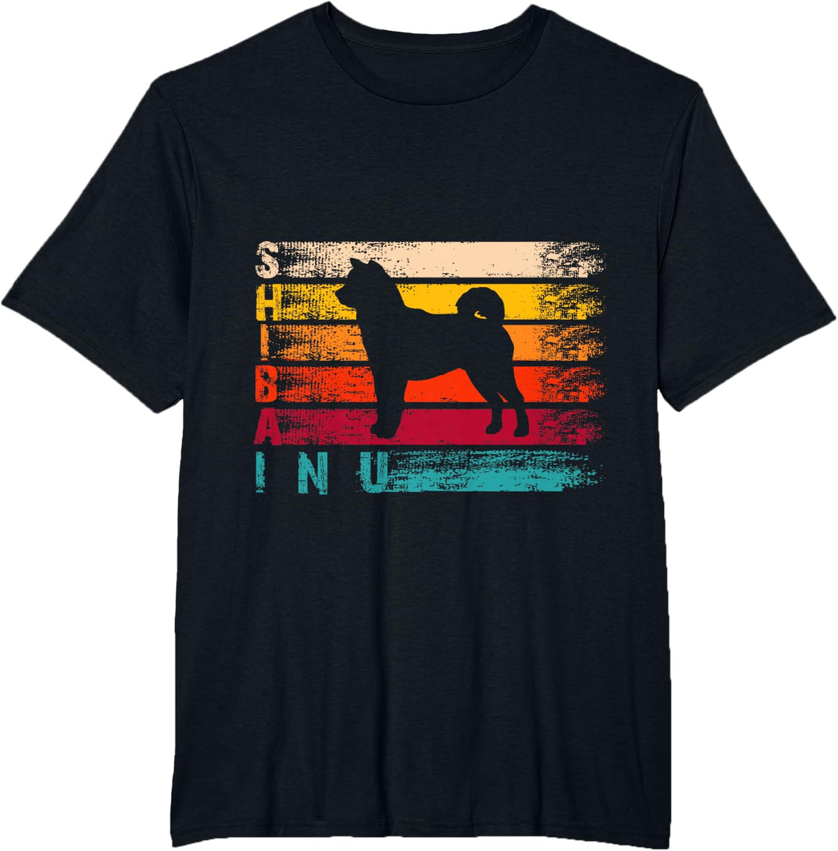 Shiba Inu | Silhouette Retro Shiba Mom and Dad Dog Lover T-Shirt - Black