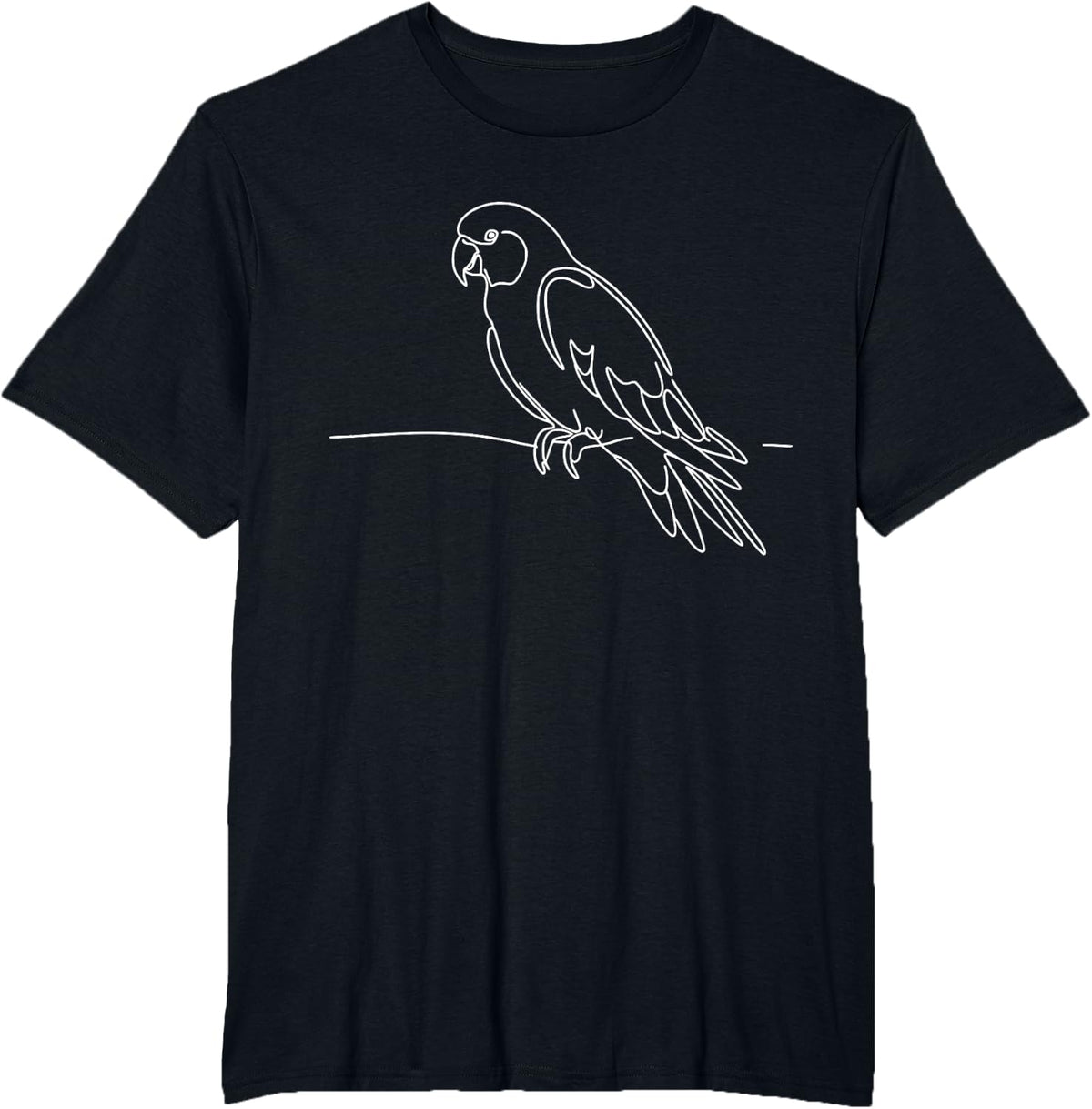 Parrot Line Art Bird Illustration Drawing T-Shirt - Black