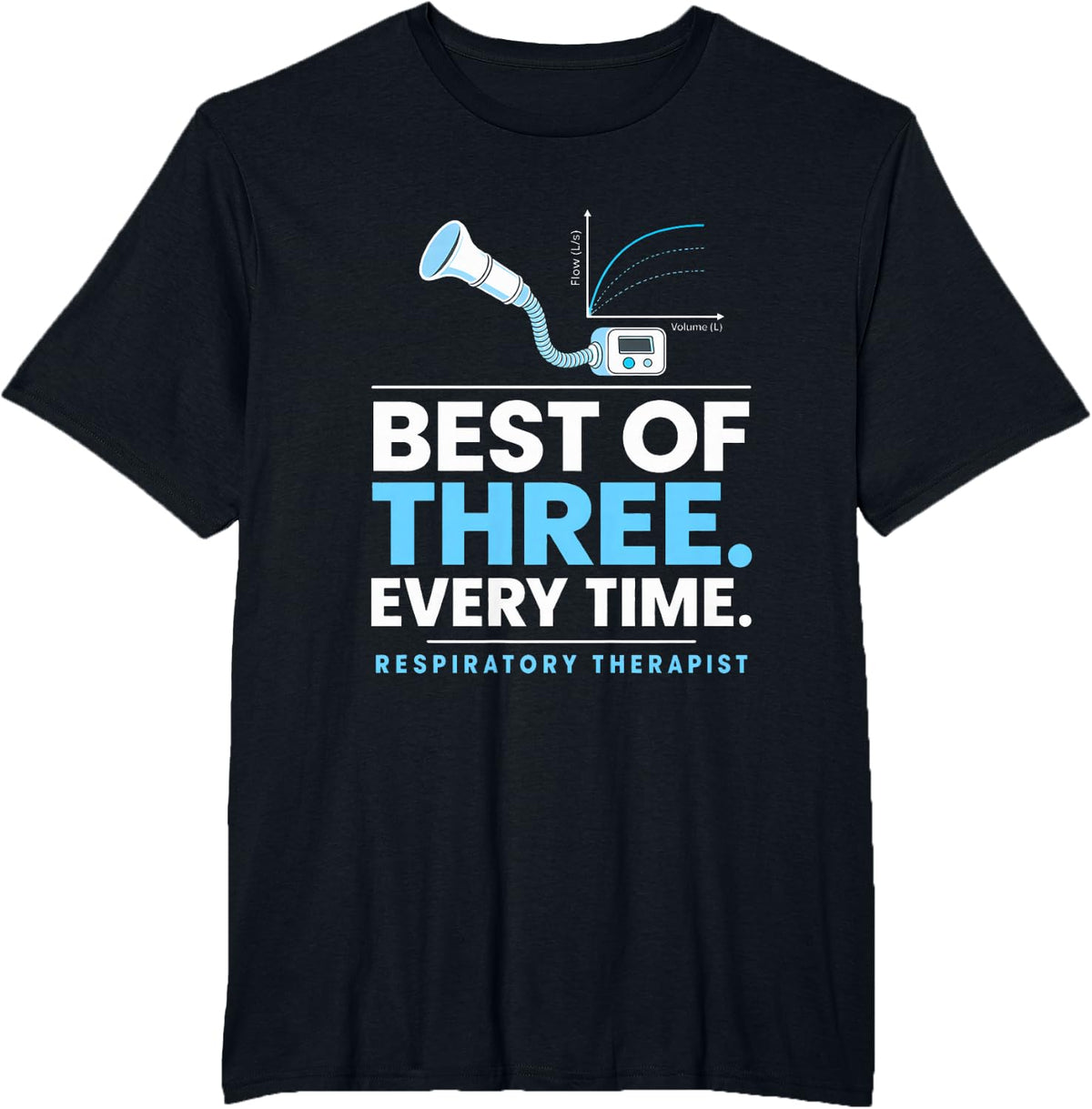Best of Three. Every Time. Respiratory Therapist PFT RT Week T-Shirt - Black