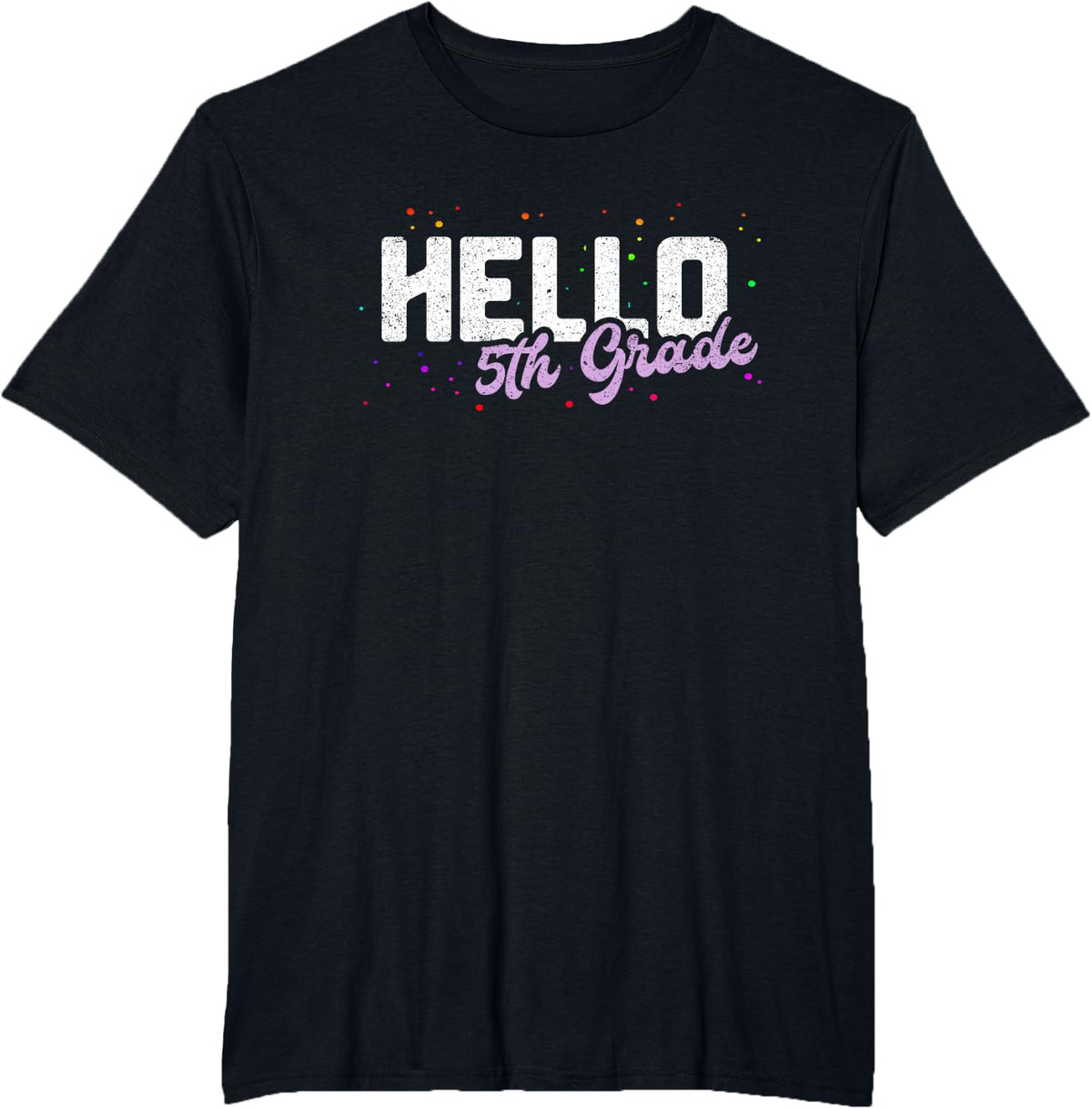 Hello 5th Grade Cute Back to School Student Teacher Class T-Shirt - Black