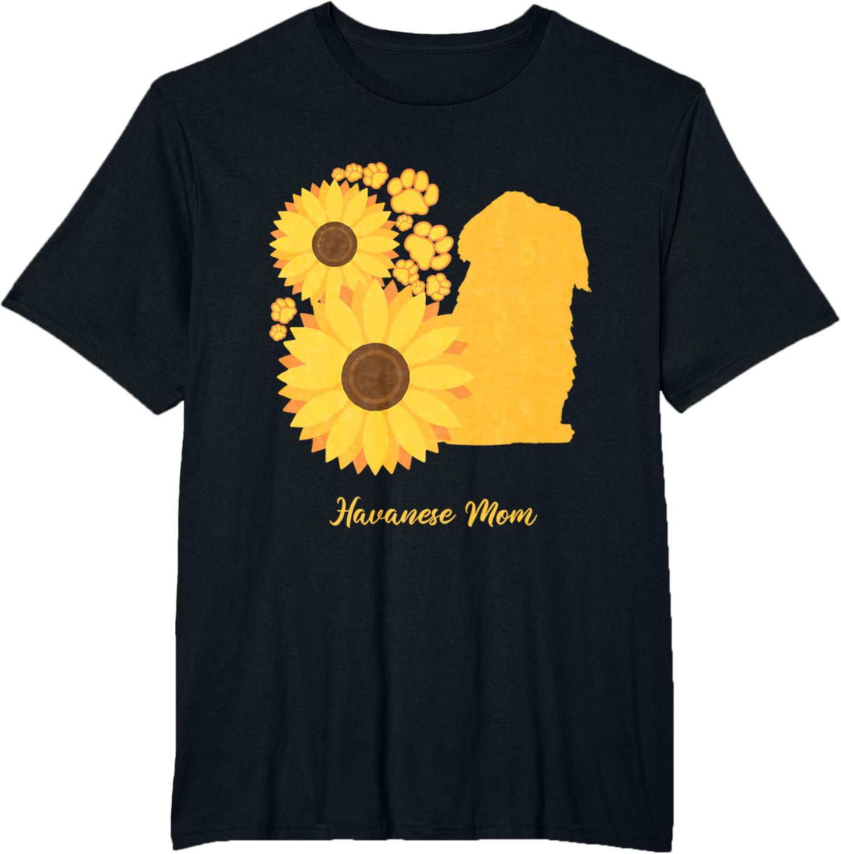 Sunflower Dog Mom - Havanese T-Shirt for Men Women - Black