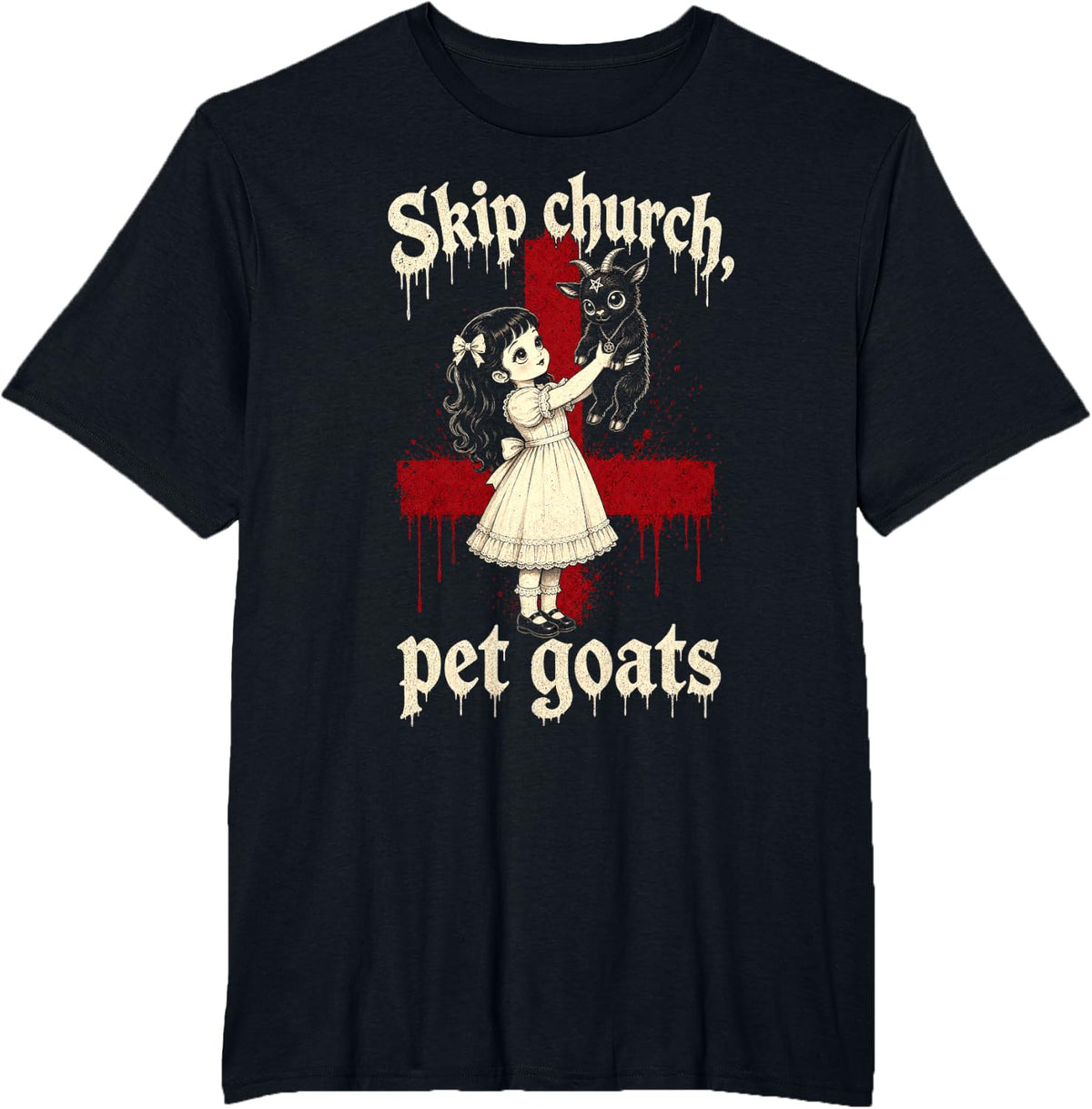 Skip Church Pet Goats Baphomet Occult Goth T-Shirt - Black