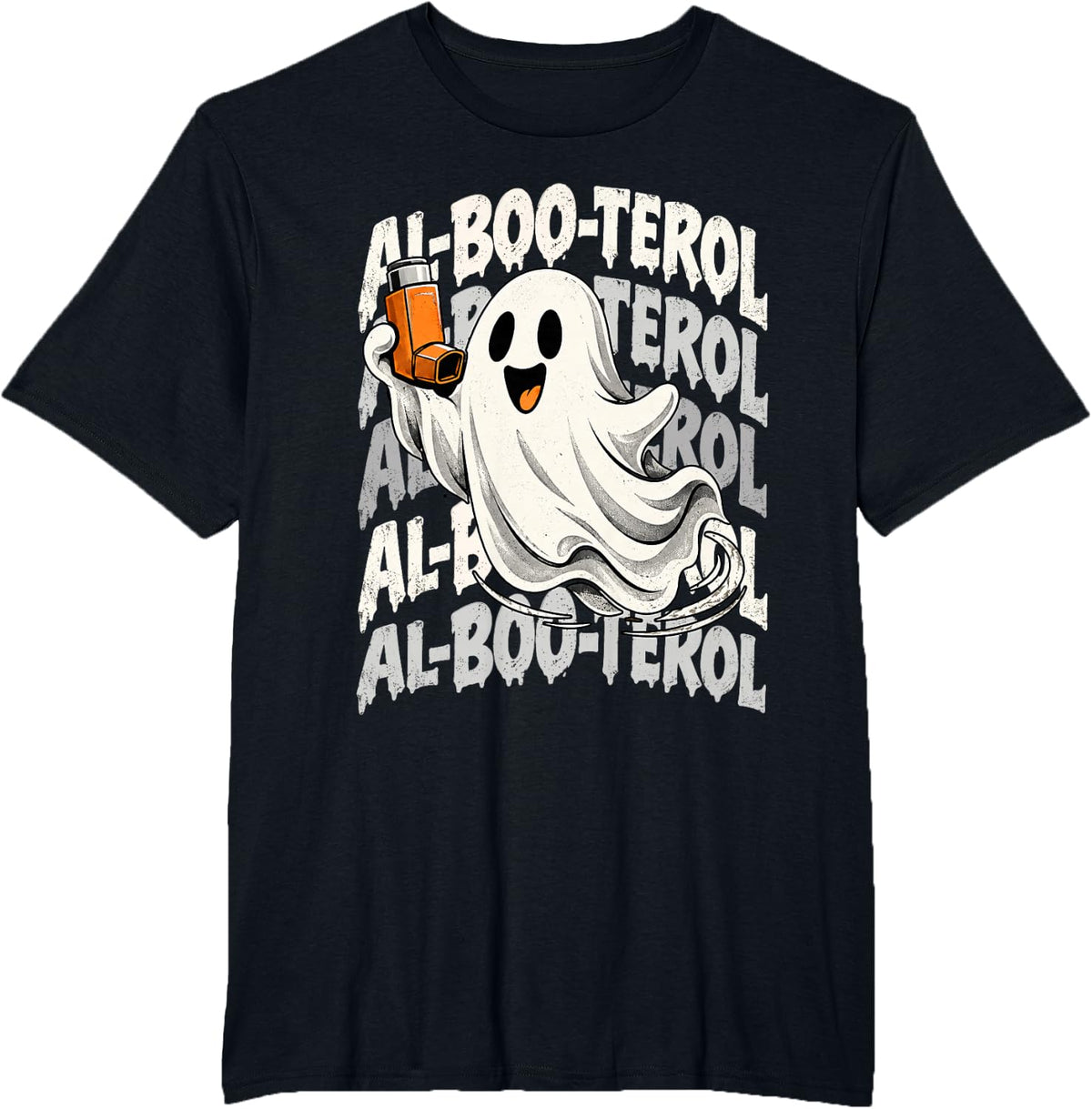Halloween Medication Pun Respiratory Therapy AL-Boo-TEROL T-Shirt - Black