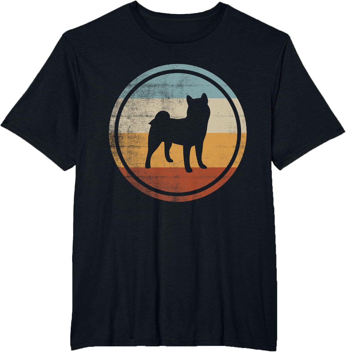 Retro Vintage Dog Design Shiba Inu T-Shirt - Black