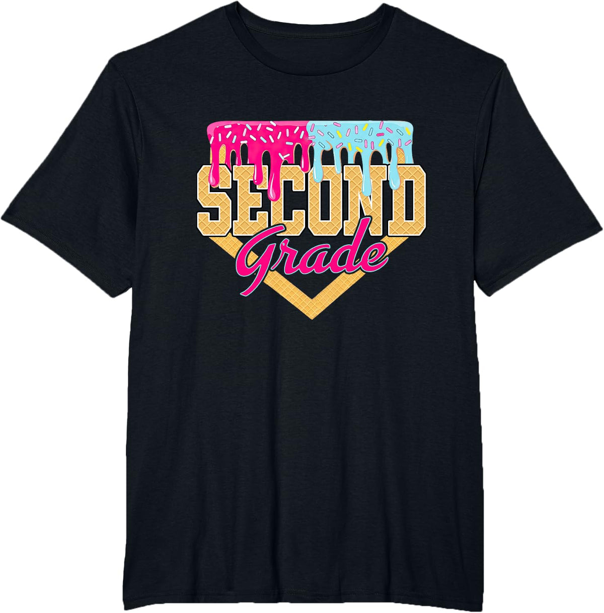 Ice-Cream Dripping Second Grade Teacher Student 2nd Grade T-Shirt - Black