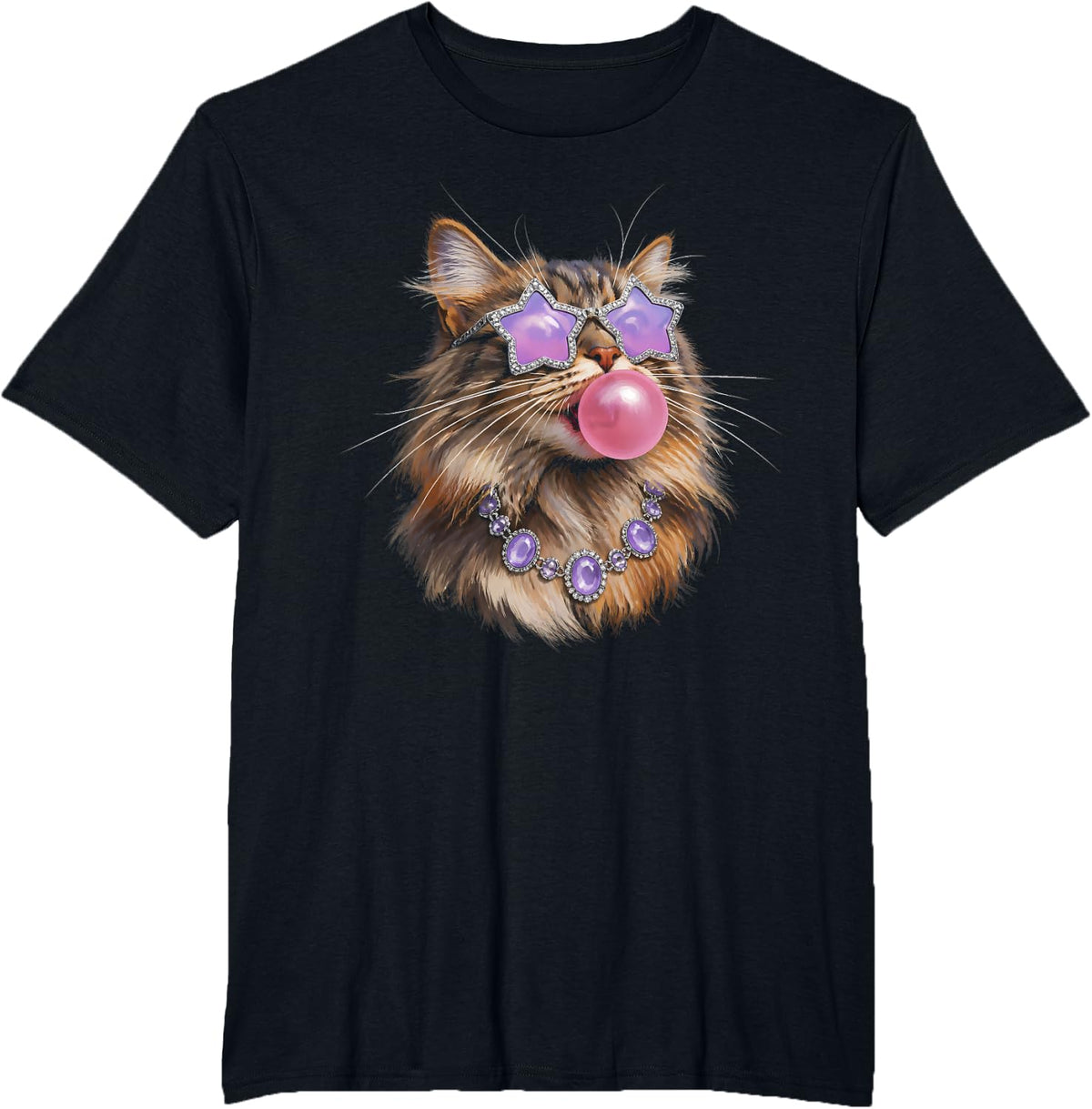 Persian Cat Bubblegum Bling T-Shirt - Black