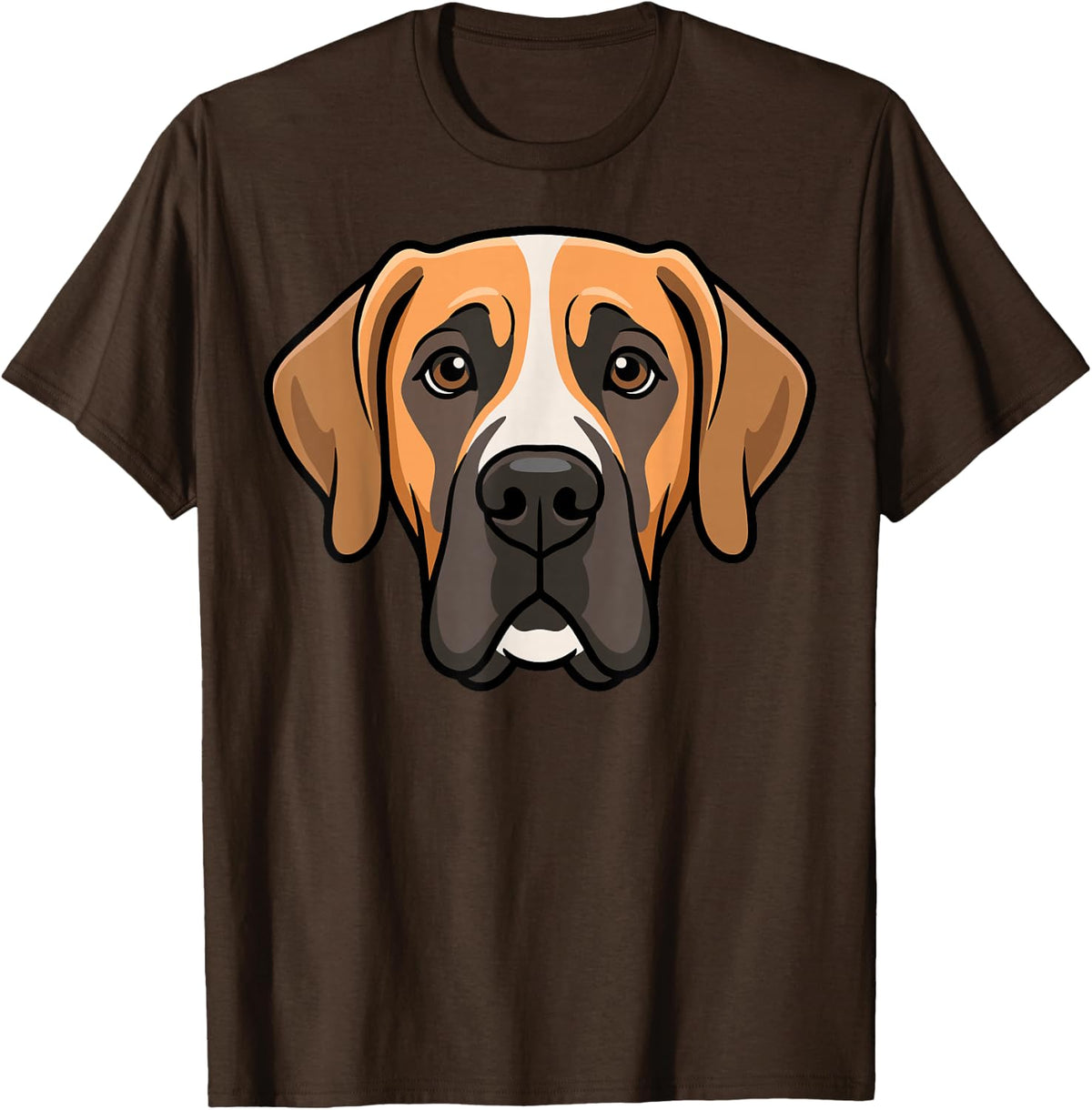 Cute Great Dane Face Costume Halloween Dog Character T-Shirt - Brown