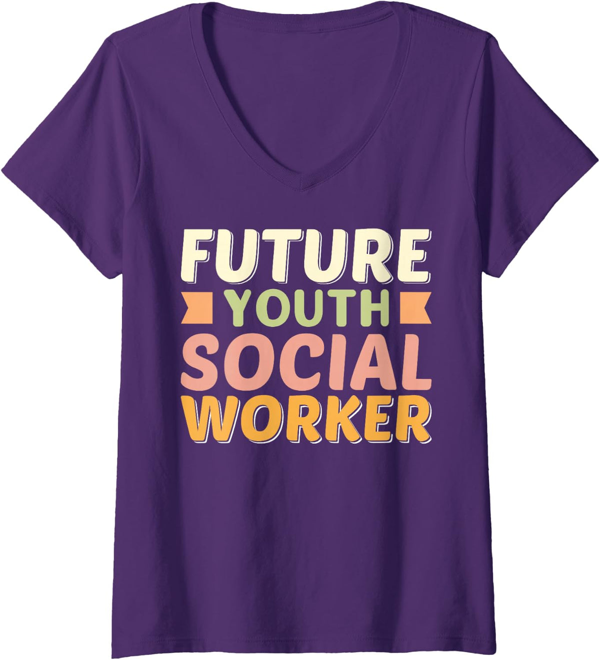 Women's Future Youth Social Worker, Funny Youth Social Worker V-Neck T-Shirt - Purple