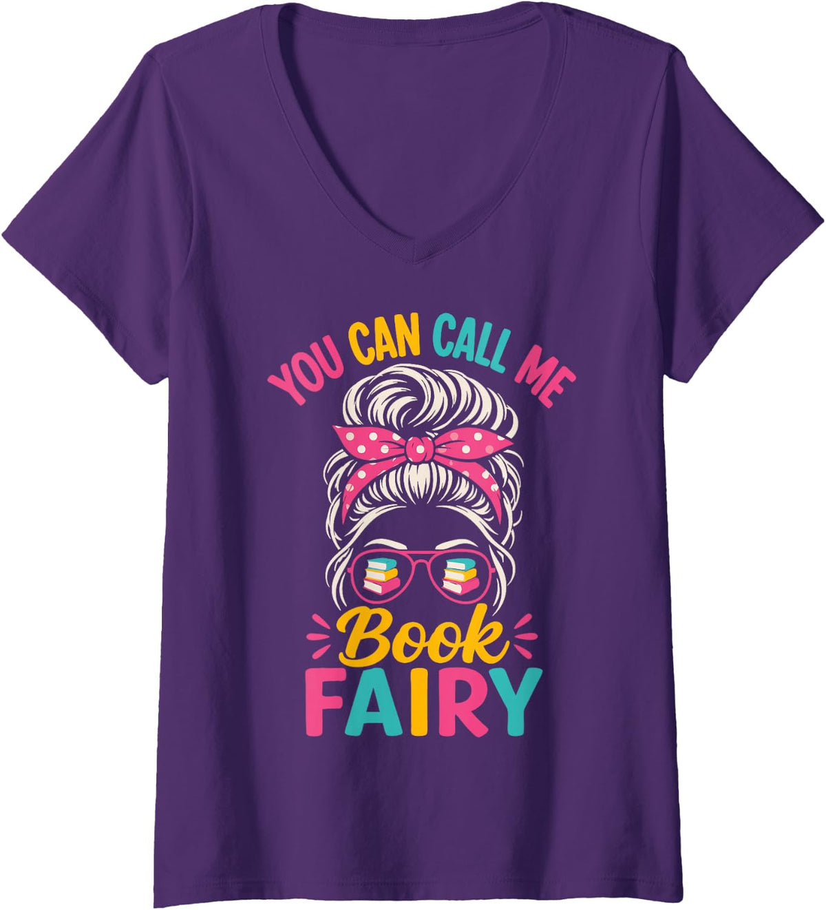Women's Librarian Book Fairy Library V-Neck T-Shirt - Purple