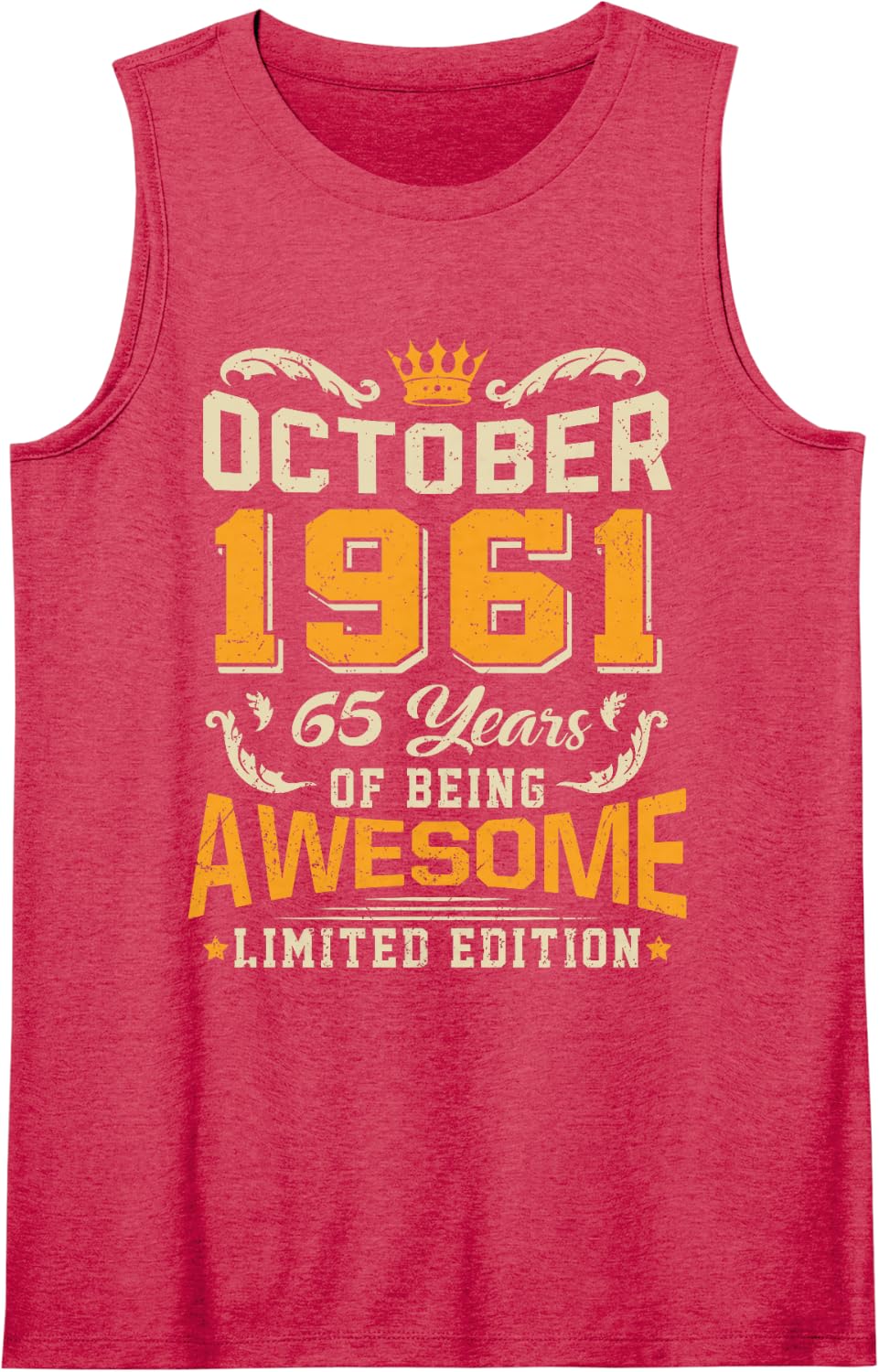 October 1961 Vintage 65 Years Awesome 65th Birthday Sleeveless Tank Top - Red