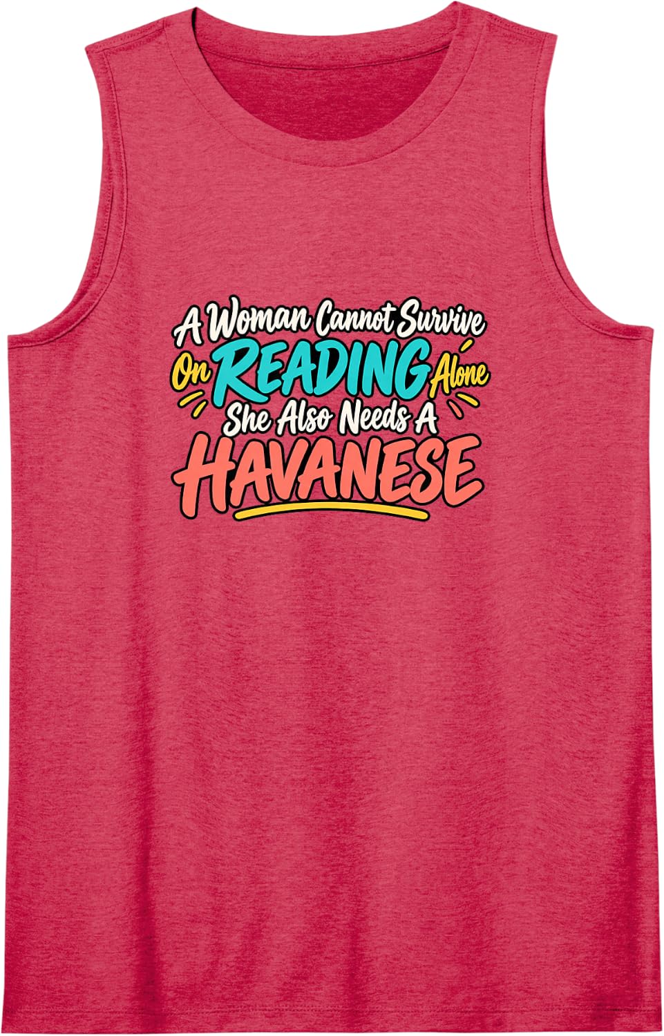 Funny Reading Havanese Woman Book Lover Dog Mom Humor Sleeveless Tank Top - Red