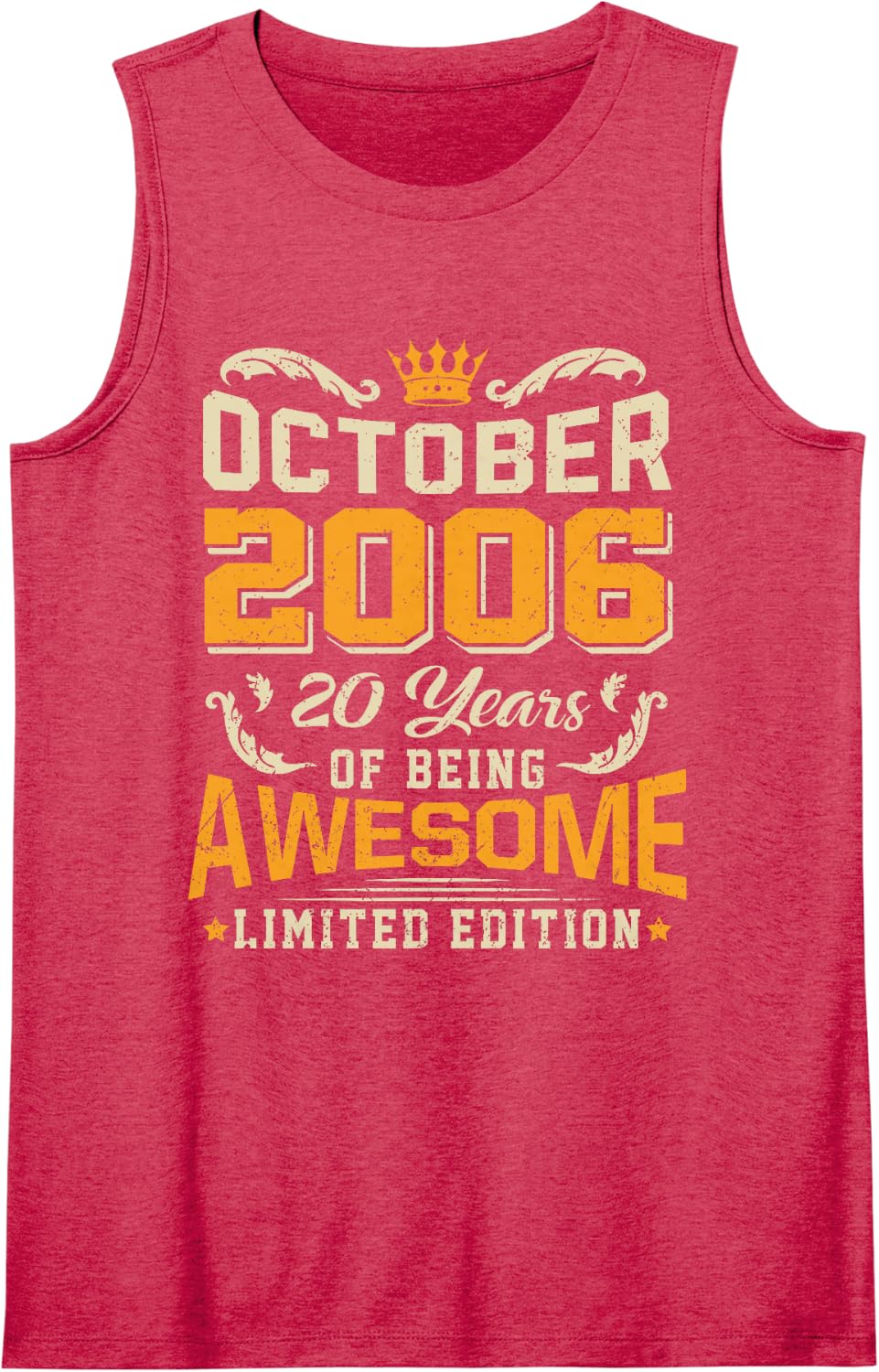 October 2006 Vintage 20 Years Awesome 20th Birthday Sleeveless Tank Top - Red