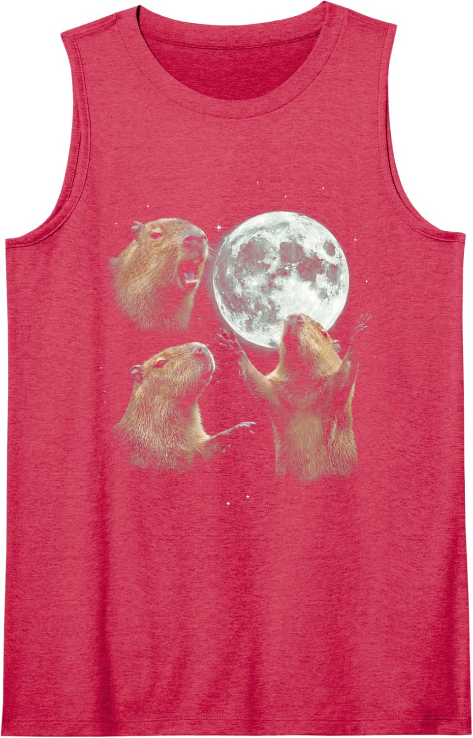 Funny Capybara Howling at Moon Vintage 90s Graphic Sleeveless Tank Top - Red