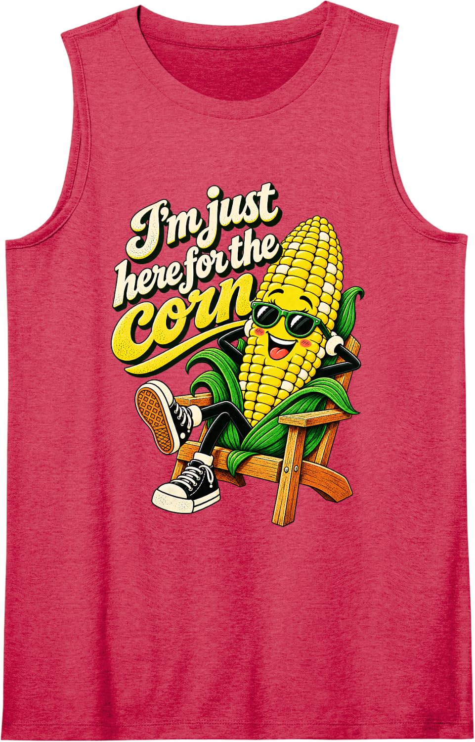 I'm just here for the Corn Farmer Corn Sleeveless Tank Top - Red