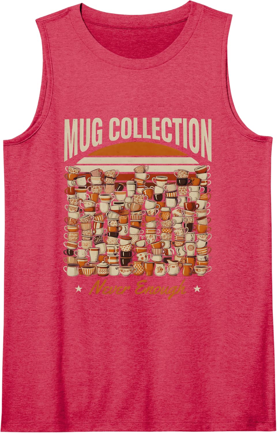 Collection Never Enough Coffee Cups Lovers Sleeveless Tank Top - Red