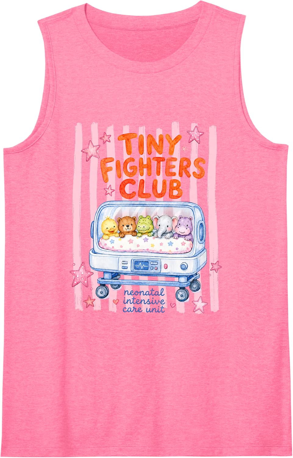 NICU Nurse Neonatal Intensive Care Unit Tiny Fighters Club Sleeveless Tank Top - Pink