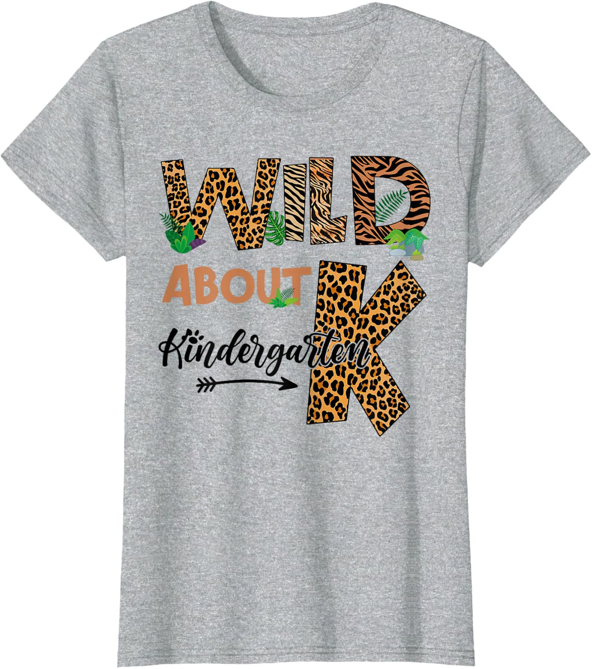 Wild About Kindergarten Teacher Leopard Print Animal Lovers T-Shirt - Heather Grey