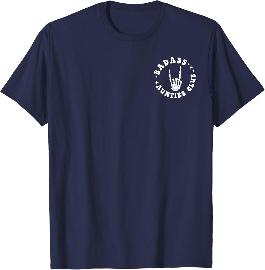 Women Badass Aunties Club, Groovy New Auntie Aun to Be Gift T-Shirt - Navy Blue