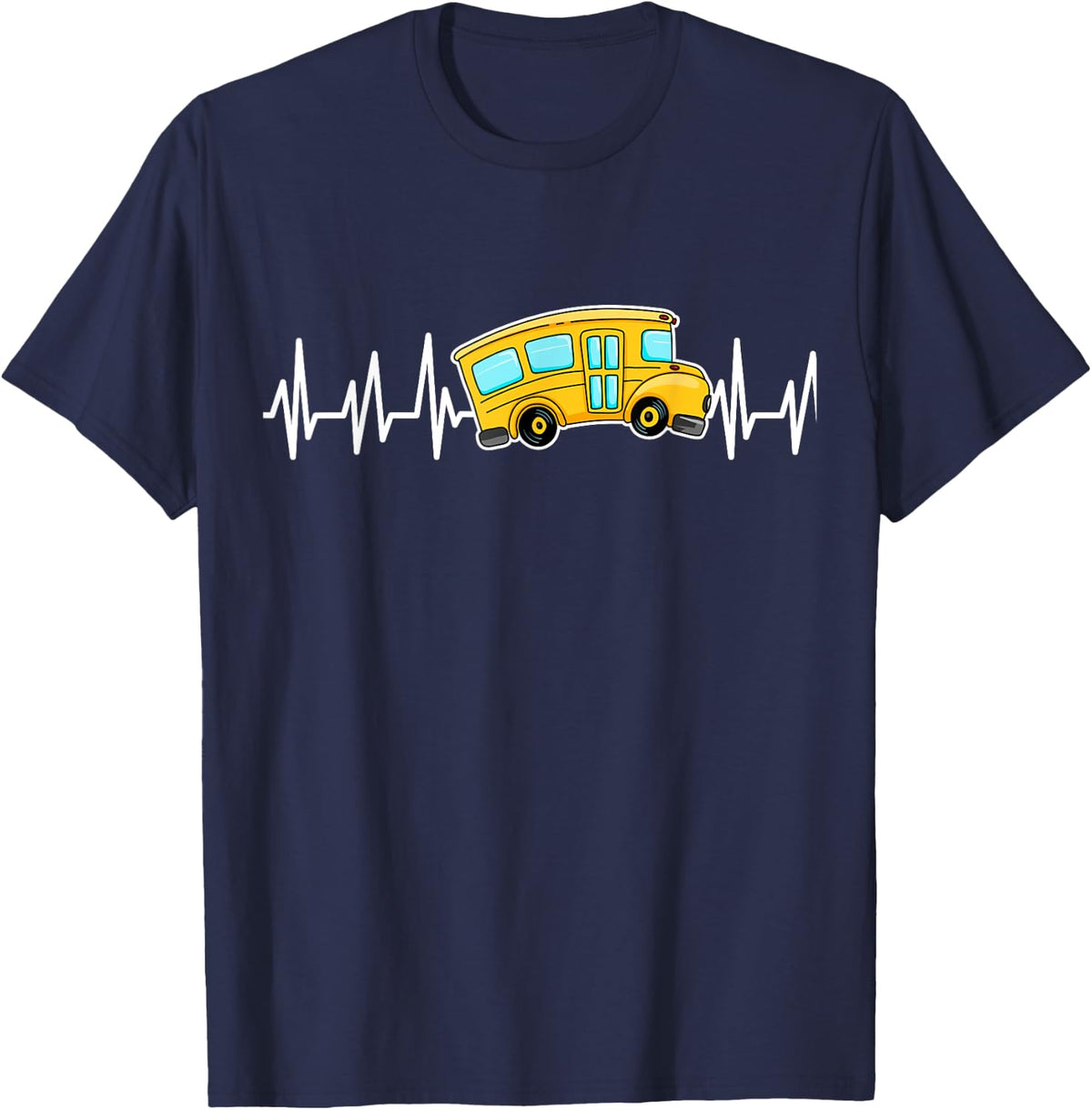 Bus School Drive Traffic Stops T-Shirt - Navy Blue
