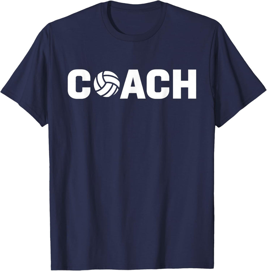 Volleyball Coach Players Trainer Athletic Sports PE Teacher T-Shirt - Navy Blue