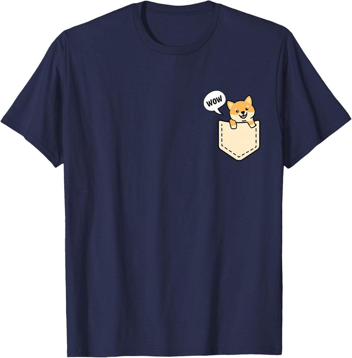 Cute Kawaii Shiba Inu Pocket design funny Gift for dog lover T-Shirt - Navy Blue