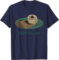 Cute Otter Seattle, WA West Coast Resident Fisherman Gift T-Shirt - Navy Blue