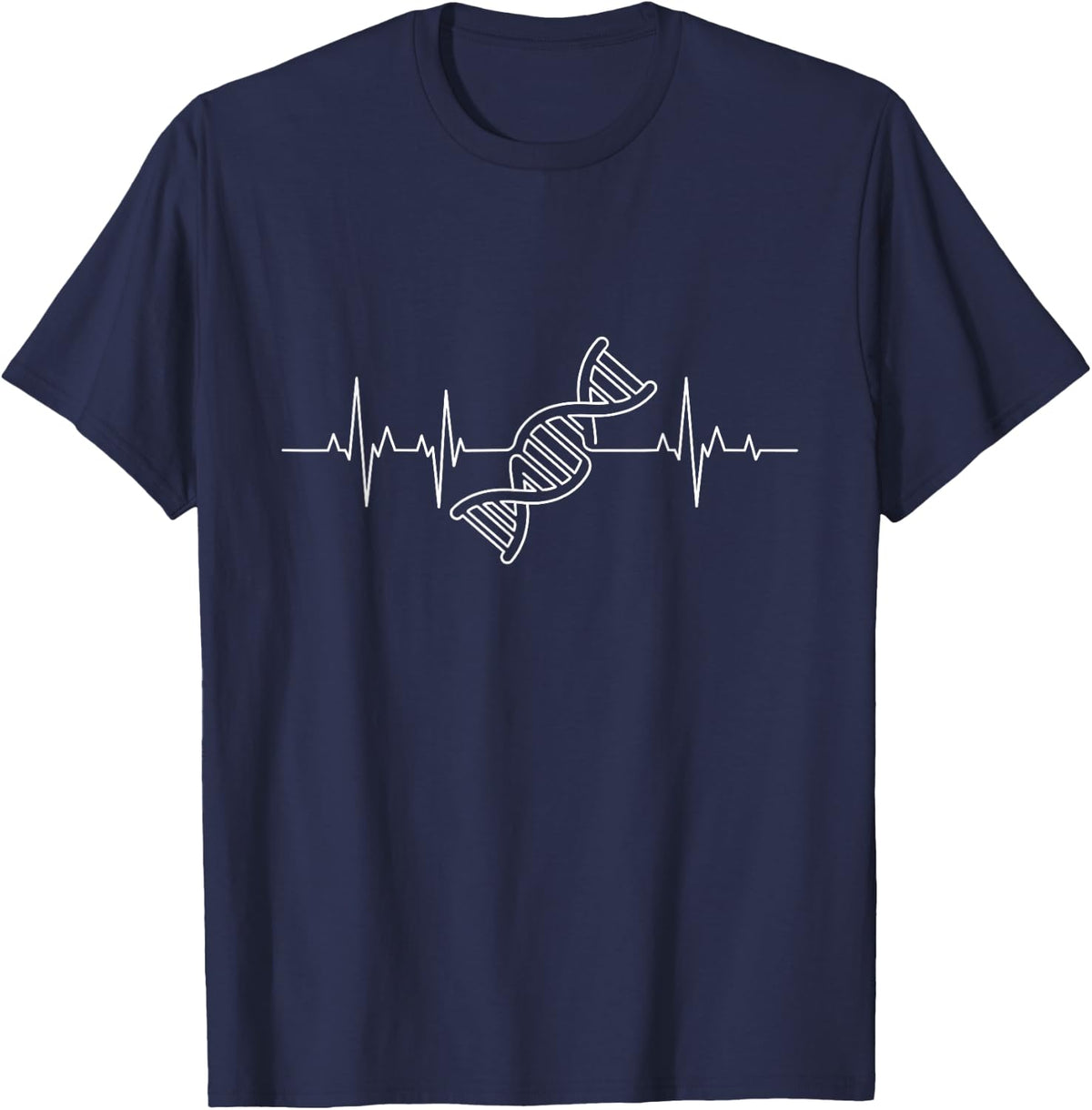 DNA Heartbeat Genetics Biology Double Helix Pulse T-Shirt - Navy Blue
