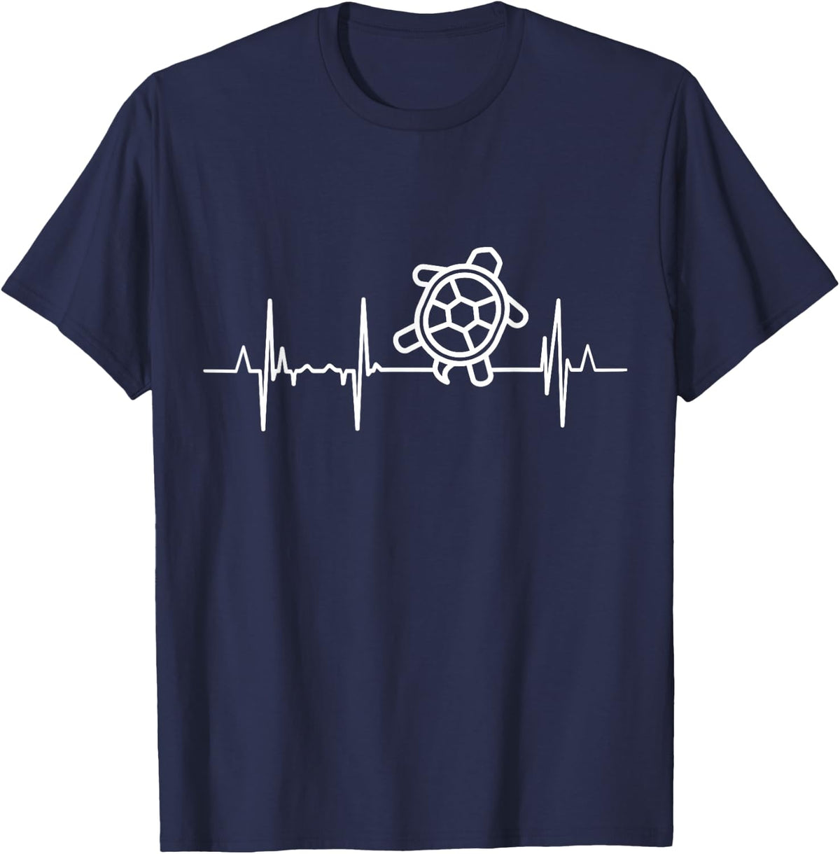 I Love Turtle Heartbeat Cardiogram T-Shirt - Navy Blue