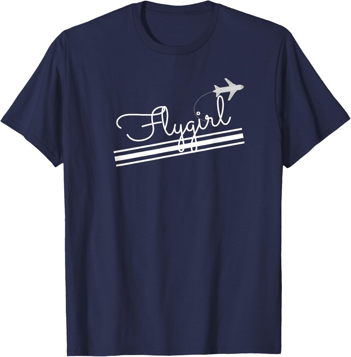 Flygirl Aviation Vintage Pilot Flight Crew Attendant Gift T-Shirt - Navy Blue