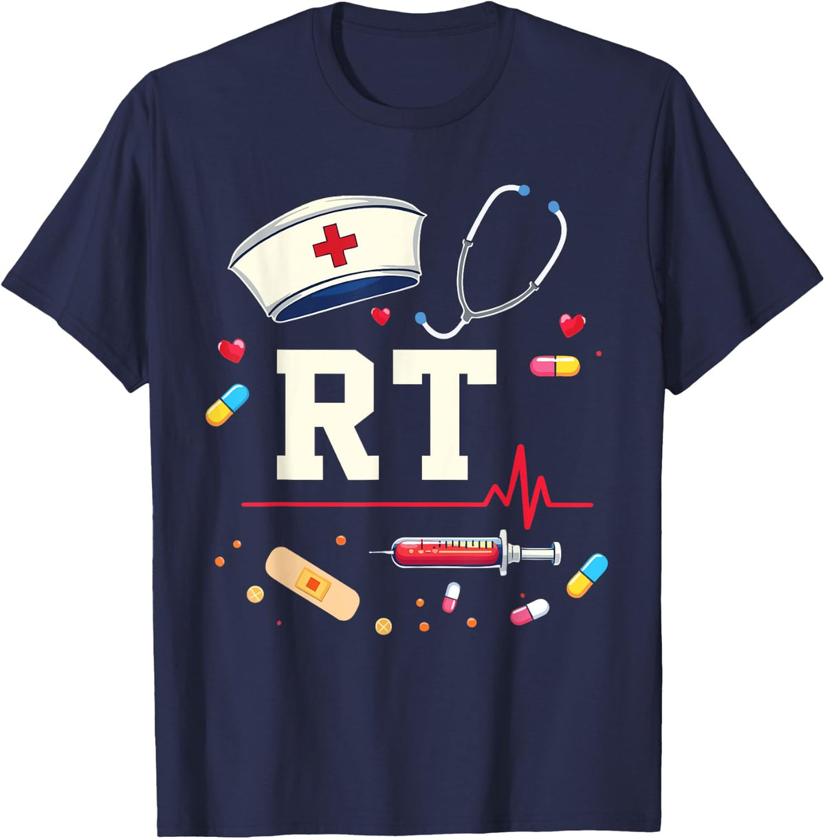 RT Respiratory Therapy Pride RT Life Gift for Therapists T-Shirt - Navy Blue