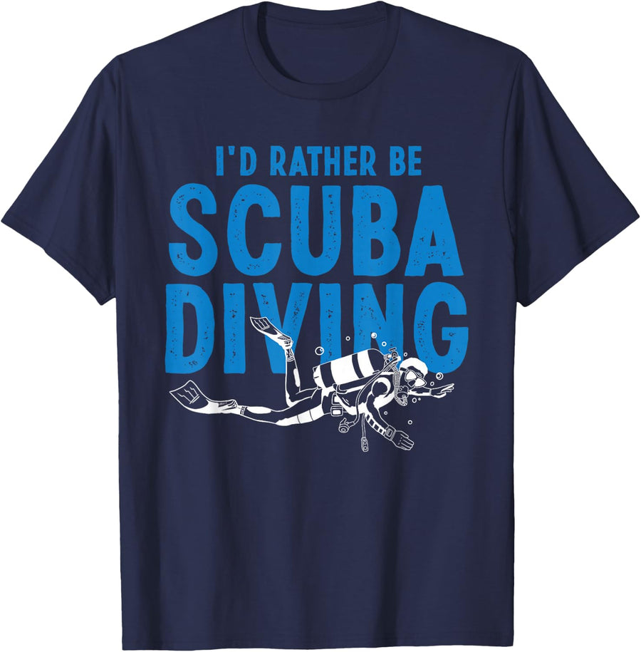 Cute Scuba Diving Art Men Women Ocean Scuba Dive Coach Lover T-Shirt - Navy Blue