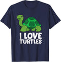 Love Sea Turtles I Love Turtles T-Shirt - Navy Blue