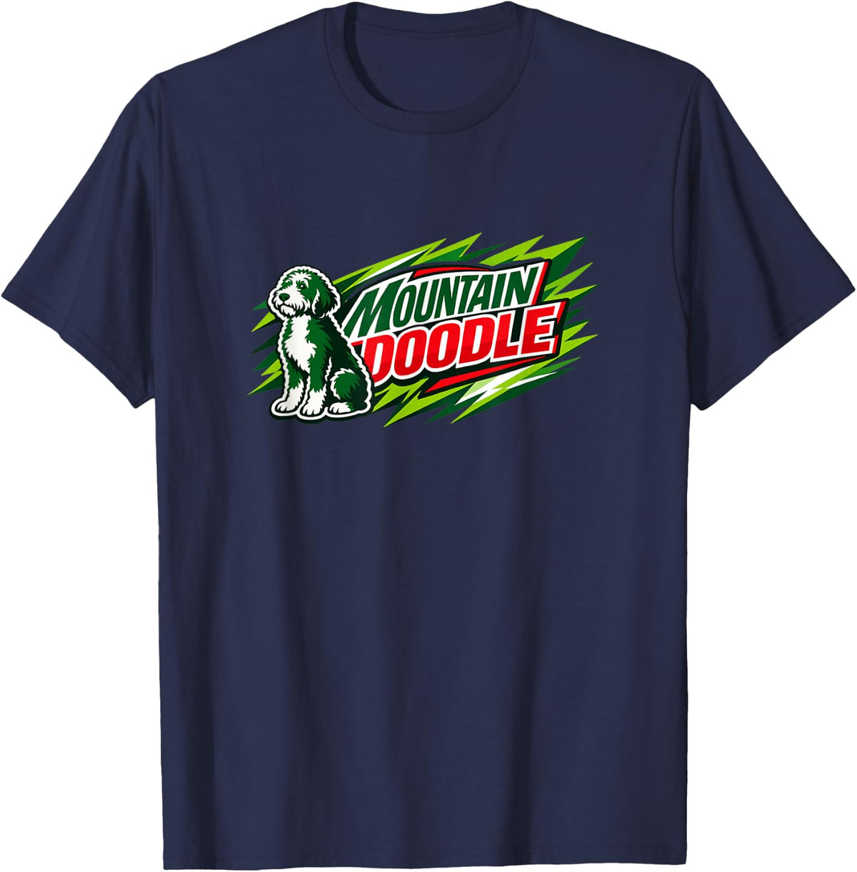 Mountain Doodle Dog Lovers Vintage Design Bernedoodle Funny T-Shirt - Navy Blue