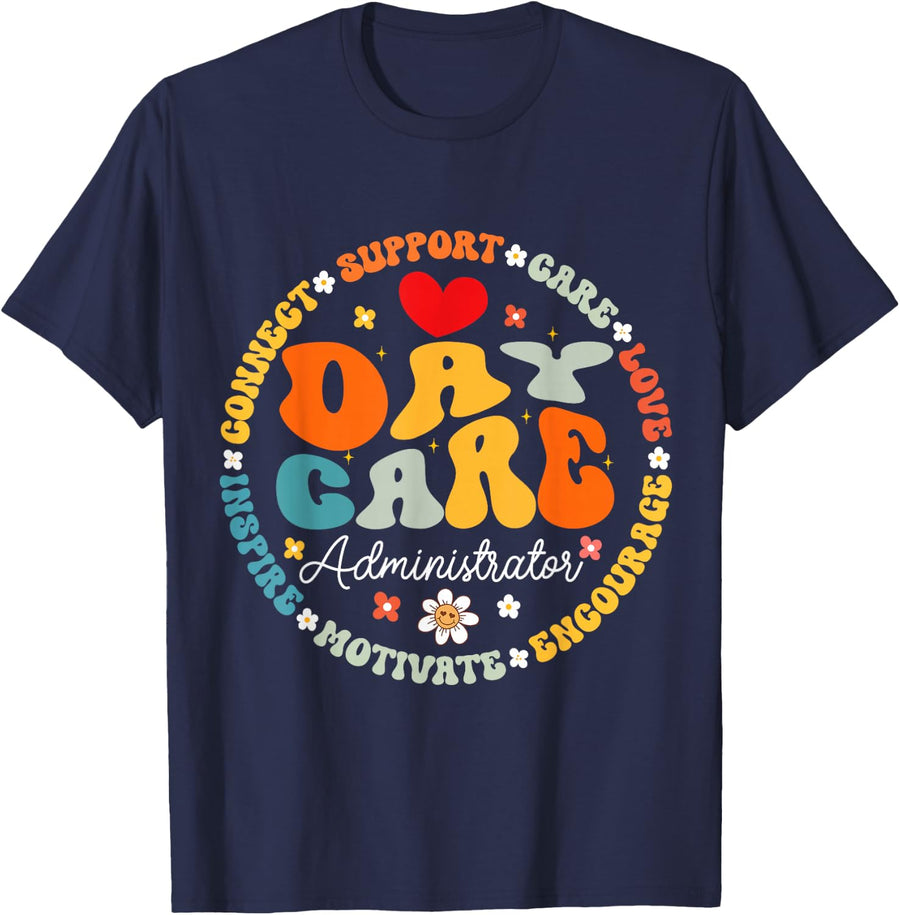 Groovy Daycare Administrator Childcare Provider After School T-Shirt - Navy Blue