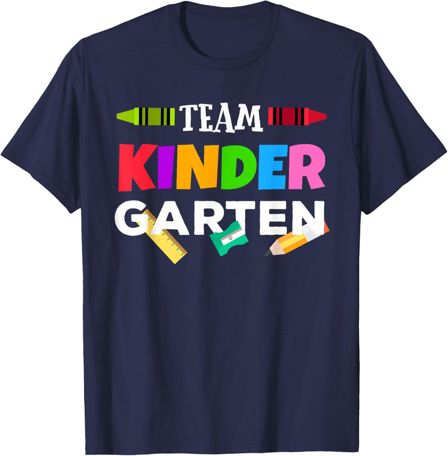 Team Kindergarten Teacher Shirt Back To School Tees T-Shirts For Teachers - Navy Blue