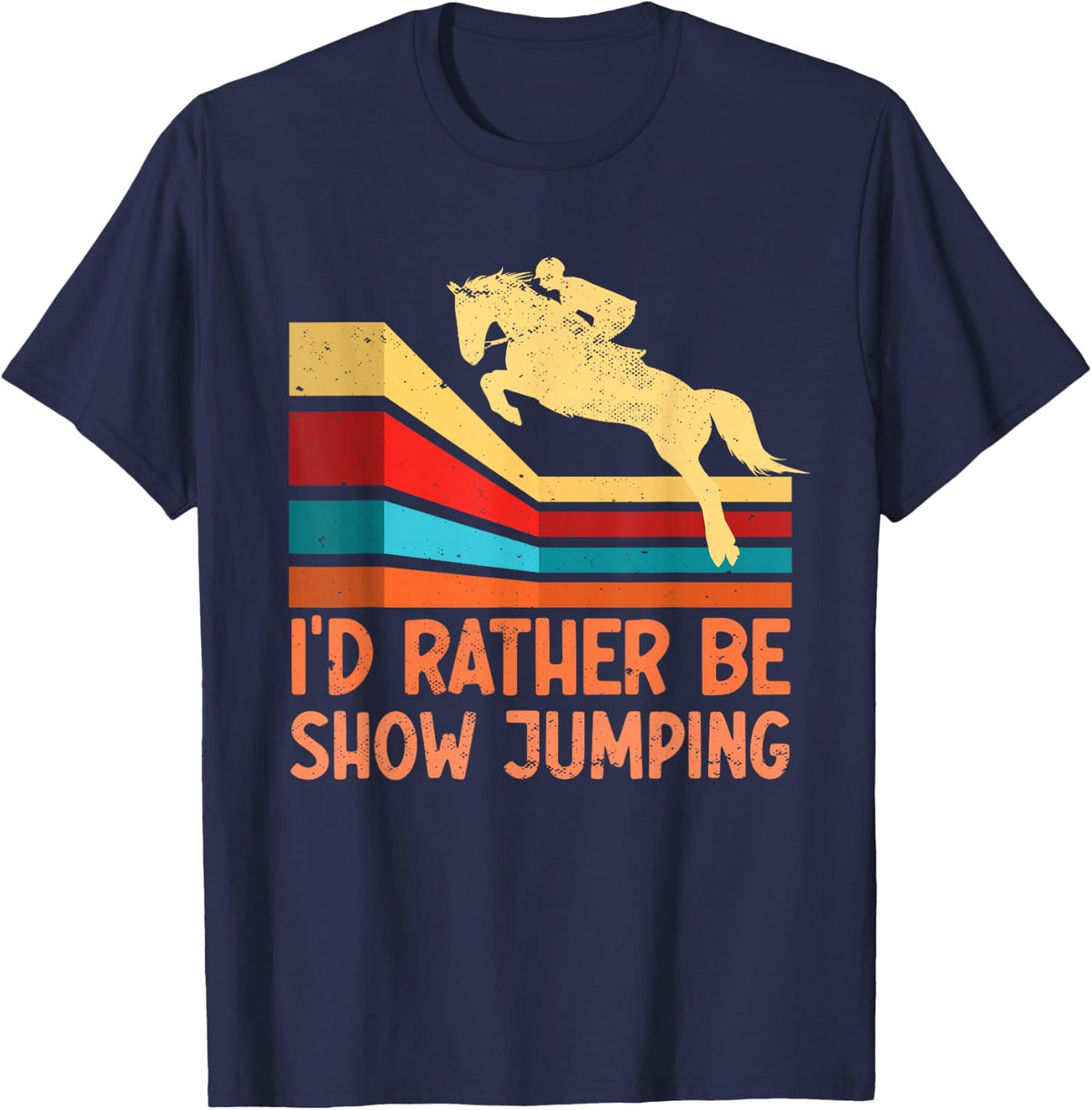 Horse Jumping Riding Vintage Riding Jumping T-Shirt - Navy Blue