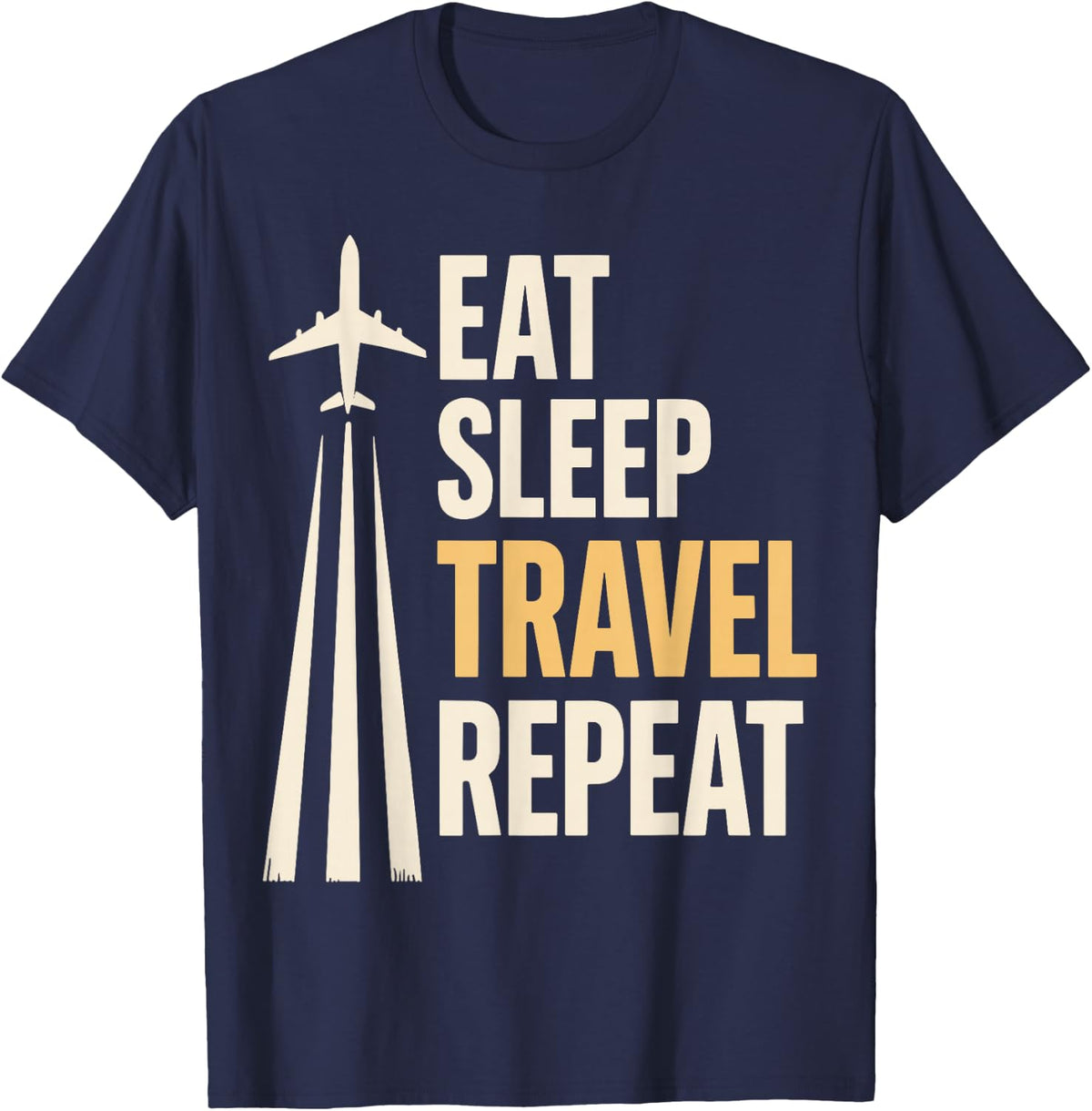Airplane Pilot Flight Attendant Funny Traveller Vacation T-Shirt - Navy Blue