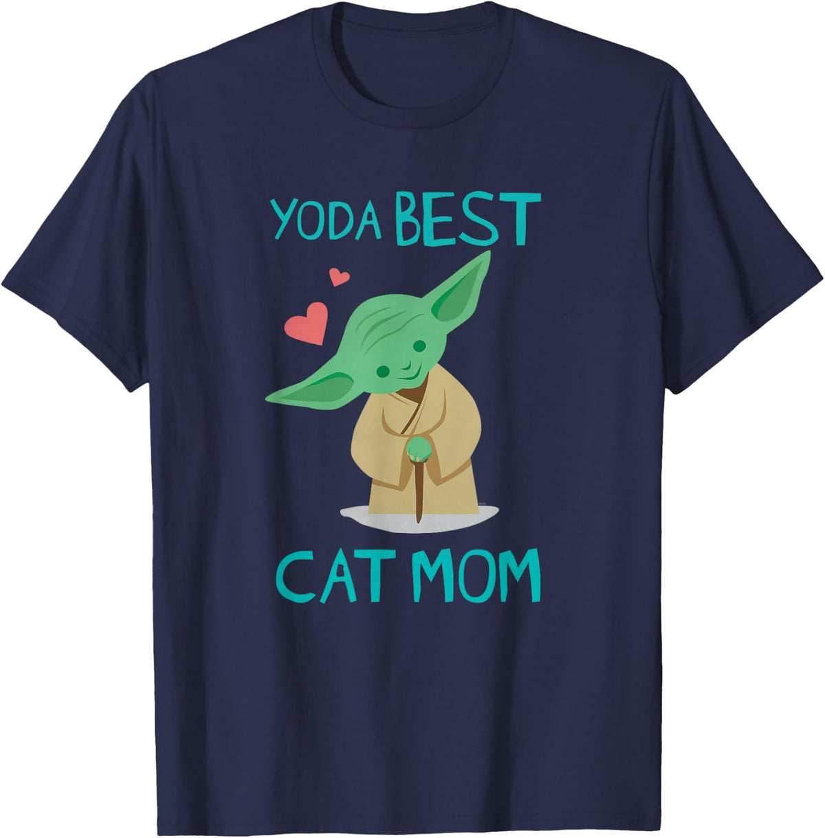 Star Wars Yoda Best Cat Mom Yoda Chibi Portrait Family T-Shirt - Navy Blue