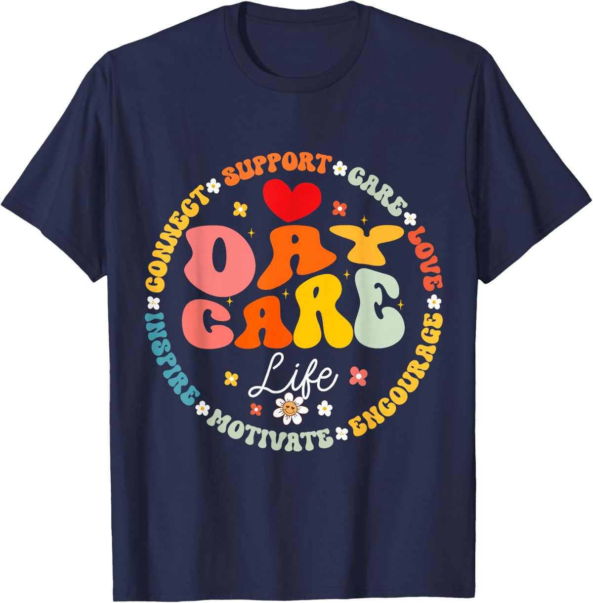 Groovy Daycare Life Provider Squad Childcare After School T-Shirt - Navy Blue