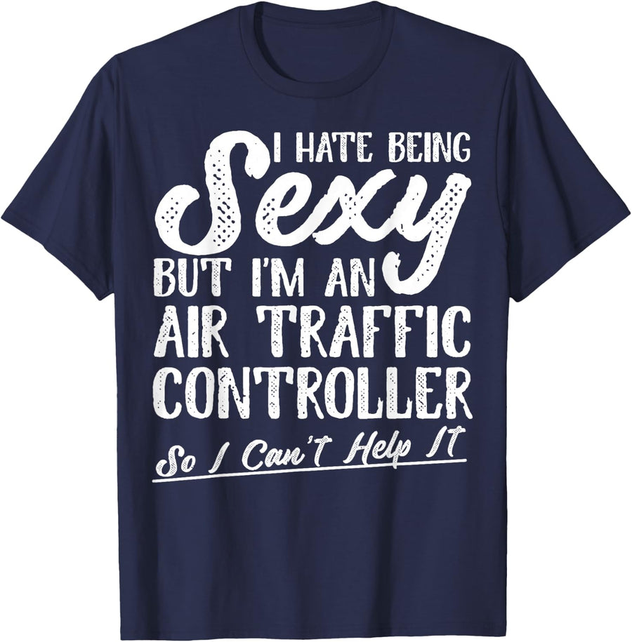 Air Traffic Controller Apparel - Funny Controllers Design T-Shirt - Navy Blue