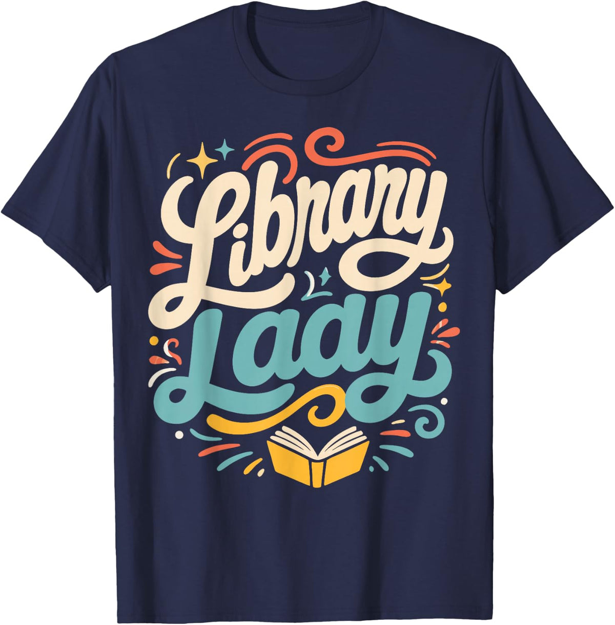 Library Lady Woman Librarian T-Shirt - Navy Blue