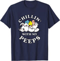Funny CHILLIN WITH MY PEEPS Easter T-Shirt - Navy Blue