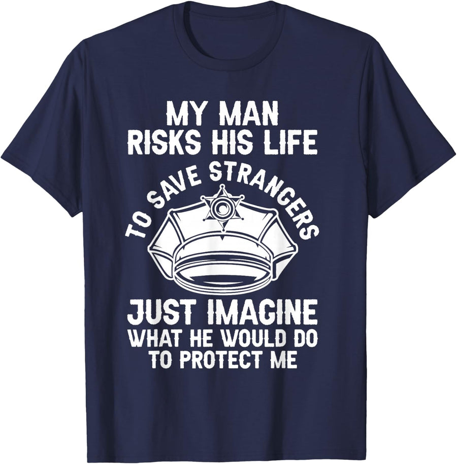 Police Officer Wife Policeman T-Shirt - Navy Blue